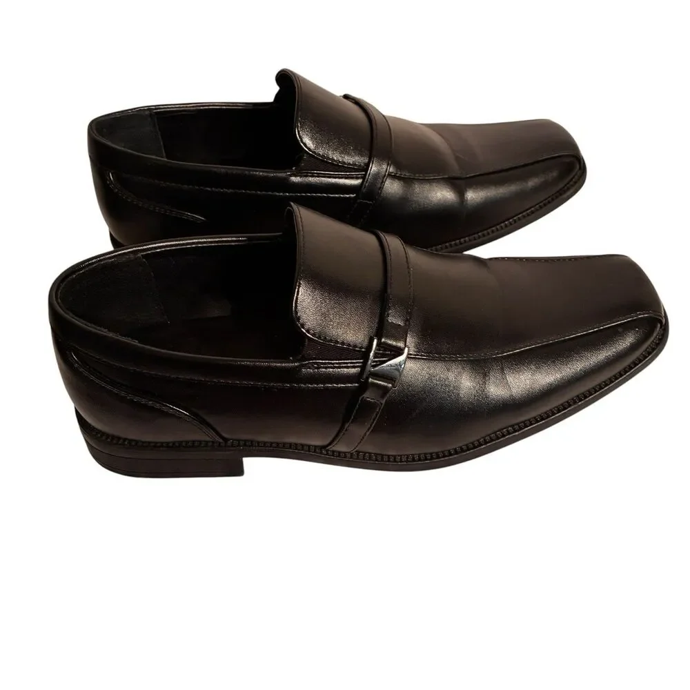 Men’s Perry Ellis Portfolio Black Faux Leather Dress Shoes W/ Square Toe. Size 6